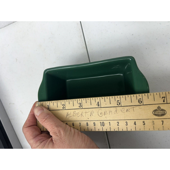 3 VINTAGE STONEWARE‎ MINI LOAF PANS Green, red, White CELEBRATE IT & MICHAELS - Picture 3 of 5